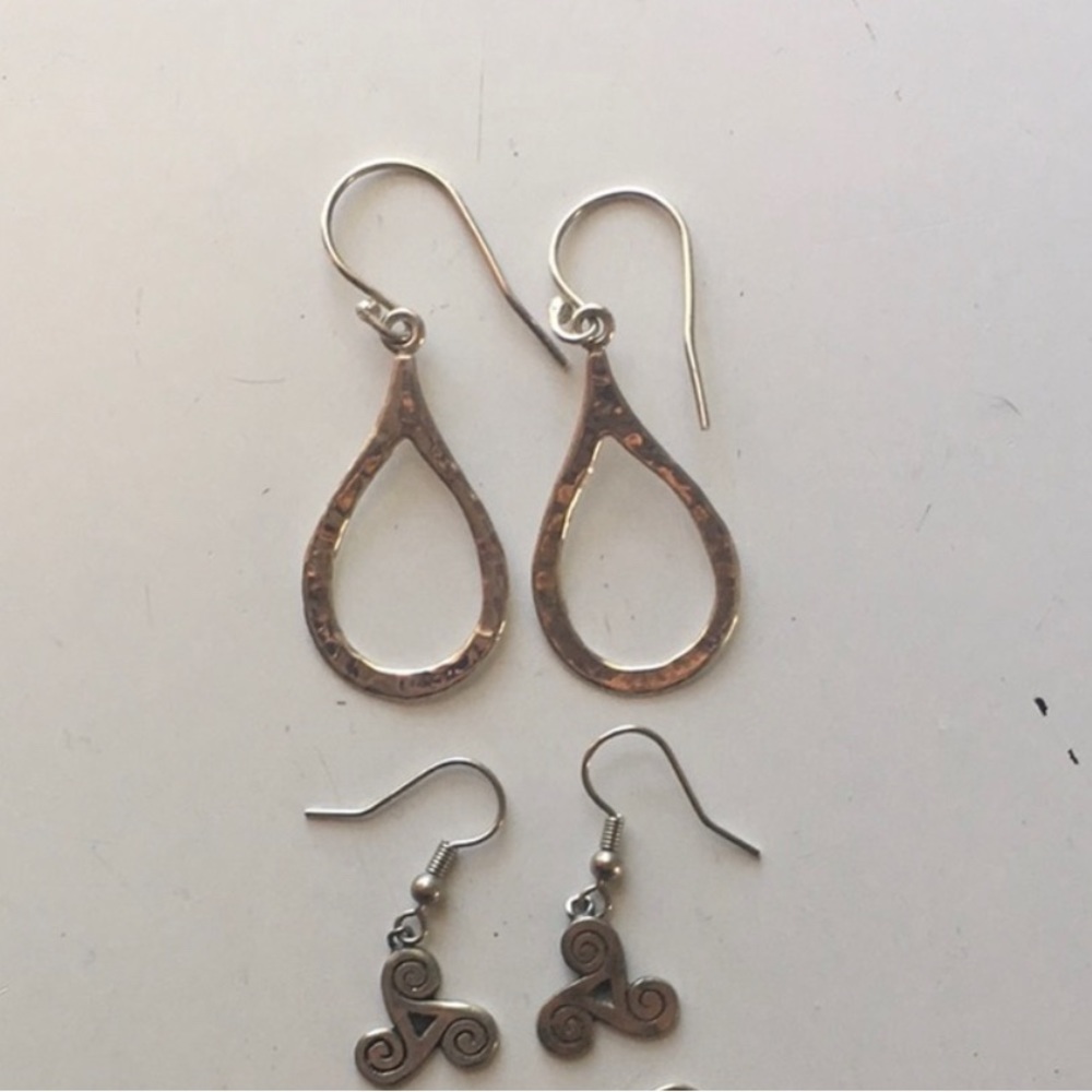 Sterling silver and silver tone hook earrings